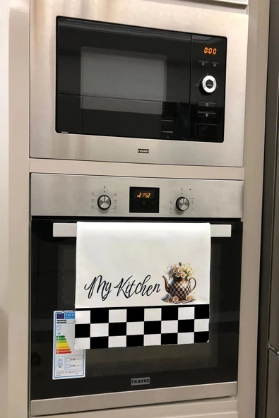 Valerine Life My Kitchen Dama Desenli Papatyalı Mutfak Kurulama ve Fırın Beyaz El Havlusu %100 Pamuklu 35x50cm ürün görseli 1