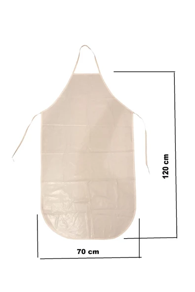 Smax Pvc Su Geçirmez Unisex Mutfak - Kasap Önlüğü - Iş Işçi Önlüğü Beyaz 120cm Boy ürün görseli 1