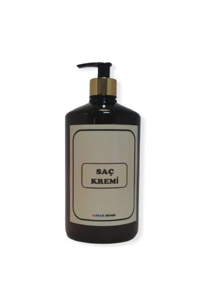Smax Amber Cam Görünümlü Plastik Şişe Pompalı 1000 Ml Saç Kremi Etiketli ürün görseli 1