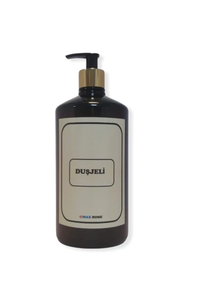 Smax Amber Cam Görünümlü Plastik Şişe Pompalı 1000 Ml Duş Jeli Etiketli ürün görseli 1