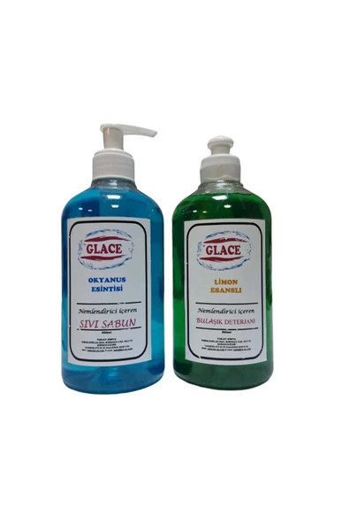 GLACE Sıvı Sabun 500ml 1 adet + Elde Yıkama Sıvı Bulaşık Deterjanı 500 ml 1 adet ürün görseli 1