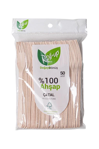 Roll-Up Doğaya Dönüş Ekolojik Doğal Doğa Dostu %100 Ahşap Çatal - 16 Cm. - 50'li Paket ürün görseli 1