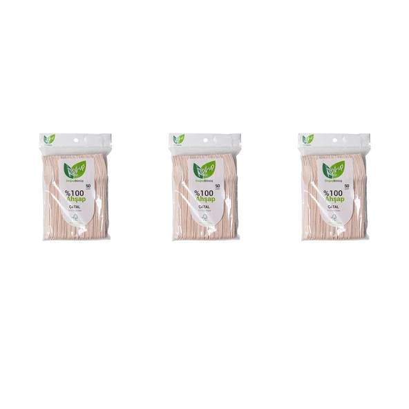 Roll-Up Doğaya Dönüş Ekolojik Doğal Doğa Dostu %100 Ahşap Çatal - 16 Cm. - 50'li 3 Paket ürün görseli 1