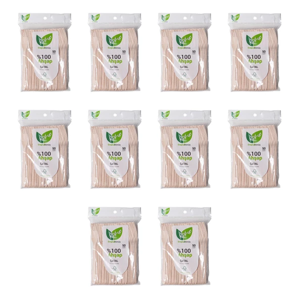 Roll-Up Doğaya Dönüş Ekolojik Doğal Doğa Dostu %100 Ahşap Çatal - 16 Cm. - 50'li 10 Paket ürün görseli 1