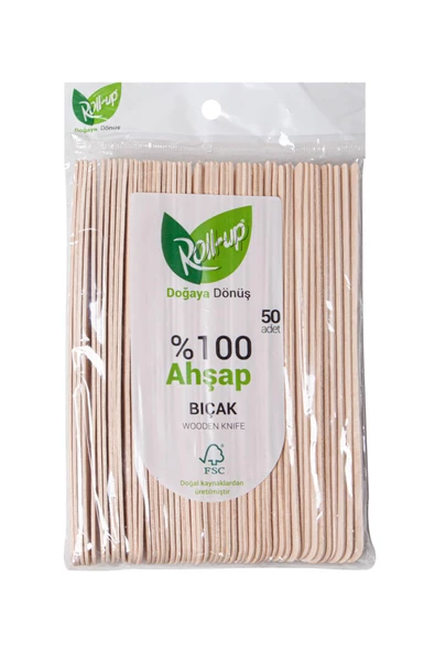 Roll-Up Doğaya Dönüş Ekolojik Doğal Doğa Dostu %100 Ahşap Bıçak - 16 Cm. - 50'li Paket ürün görseli 1