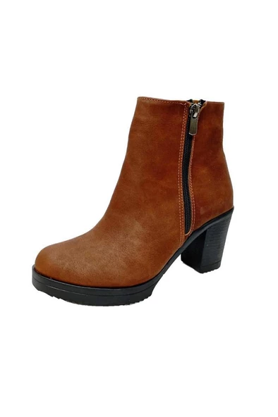 Efsun 1659-22 Yağlı Deri Fashion Fermuarlı Kadın Bot ürün görseli 1
