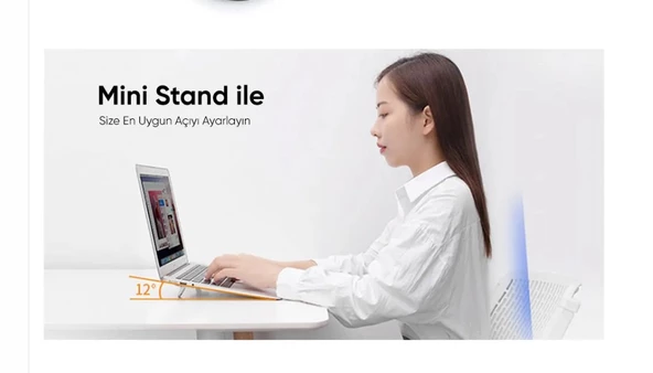 srfn ticaret Katlanabilir Universal Notebook Standı Gümüş - Resim 3