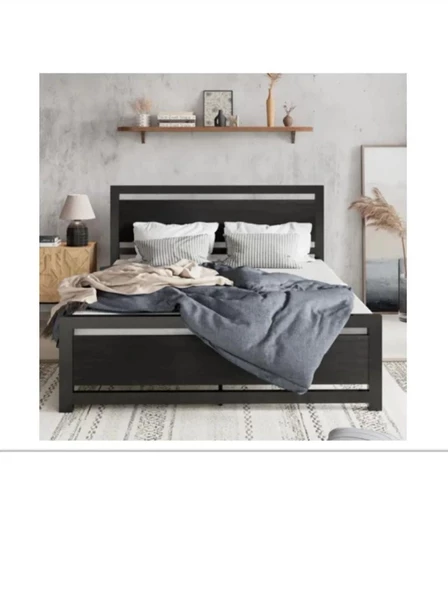HFT HOME Metal Karyola, Çınar XL Metal Karyola Renk seçenekli, Çift Kişilik 42  160x200 SİYAH ürün görseli 1