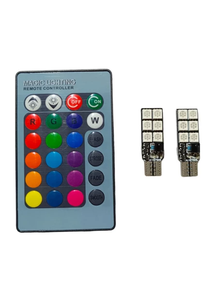 T10 Led Park Ampulu Rgb Kumandalı Model 16 Renk 2'li ürün görseli 1