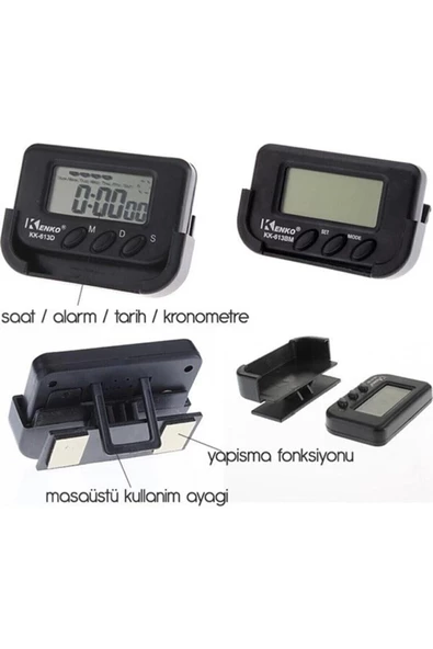 Dijital Mini Masa Araba Saati Kronometre - Resim 2