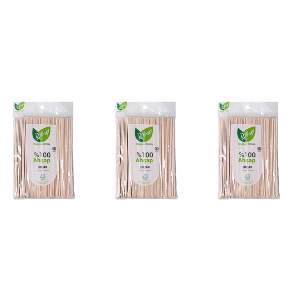 Roll-Up Doğaya Dönüş Ekolojik Doğal Doğa Dostu %100 Ahşap Bıçak - 16 Cm. - 50'li 3 Paket ürün görseli 1