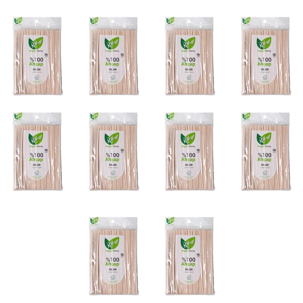 Roll-Up Doğaya Dönüş Ekolojik Doğal Doğa Dostu %100 Ahşap Bıçak - 16 Cm. - 50'li 10 Paket ürün görseli 1