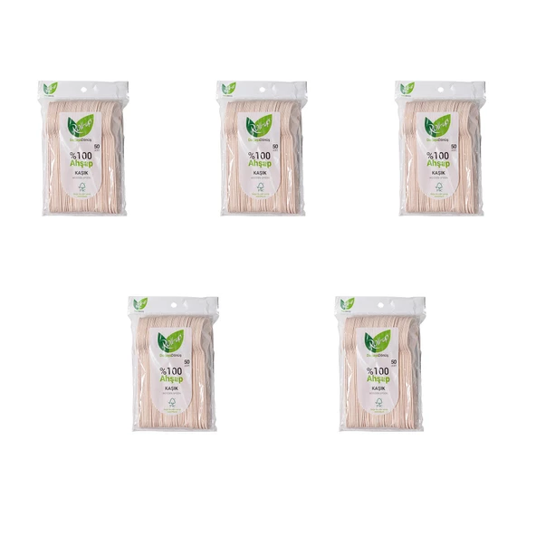 Roll-Up Doğaya Dönüş Ekolojik Doğal %100 Ahşap Kaşık - Kalınlık : 1.8 mm - 16 Cm. - 50'li 5 Paket ürün görseli 1