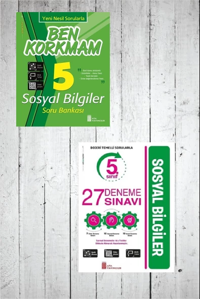 Ata 5.Sınıf Ben Korkmam Sosyal Bilgiler Soru Bankası -27 Deneme Sınavı ürün görseli 1