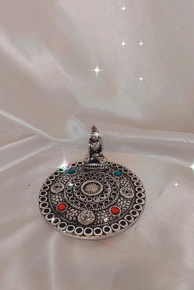 Çubuk Tütsülük İşlemeli Çelik Buda Budha Konik Tütsülük ürün görseli 1