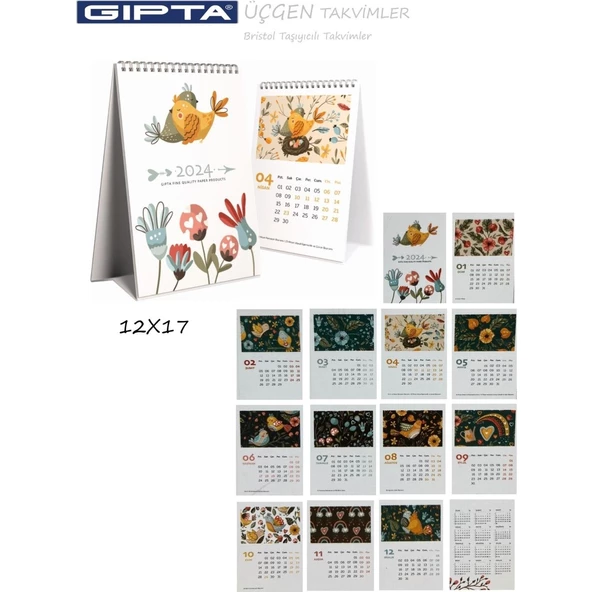 Gıpta Üçgen Takvim 12 x 17 CM 2025 Yılı Üçgen Masa Takvimi Karışık 1 Adet ürün görseli 1