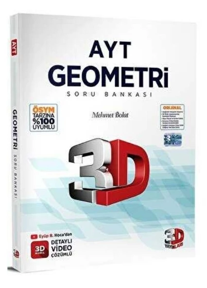 2025 AYT 3D Geometri Tamamı Video Çözümlü Soru Bankası 3D Yayınları ürün görseli 1