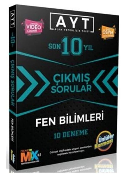 AYT Fen Bilimleri Çıkmış Sorular Tıpkı Basım 10 Deneme Ünlüler Yayınları ürün görseli 1