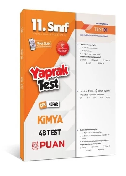 11. Sınıf Kimya Yaprak Test Puan Yayınları ürün görseli 1