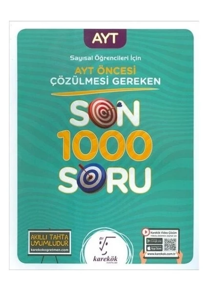 AYT Öncesi Çözülmesi Gereken Son 1000 Soru Sayısal Karekök Yayınları ürün görseli 1