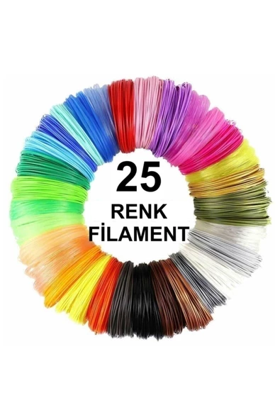 3d Kalem Yazıcı Için 25 Renk 25 Metre Filament (25 X 1 Metre) Pla ürün görseli 1