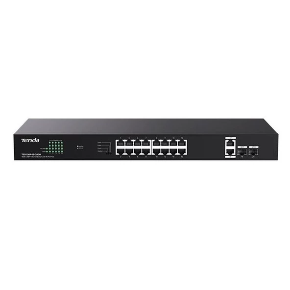TENDA 16port 250w FULL PoE TEG1120P-16-250W GIGABIT 2X UPLINK-2X SFP Yönetilemez Switch ürün görseli 1