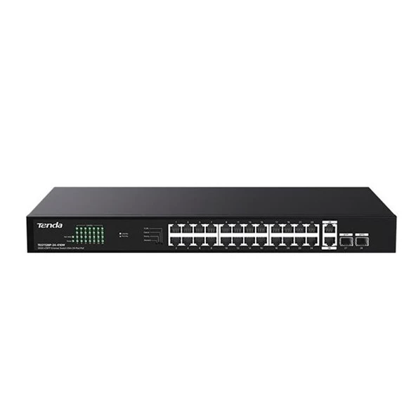 TENDA 24port TEG1128P-24-410W GIGABIT 2-SFP 410W TAM POE YÖNETİLEMEZ SWITCH ürün görseli 1