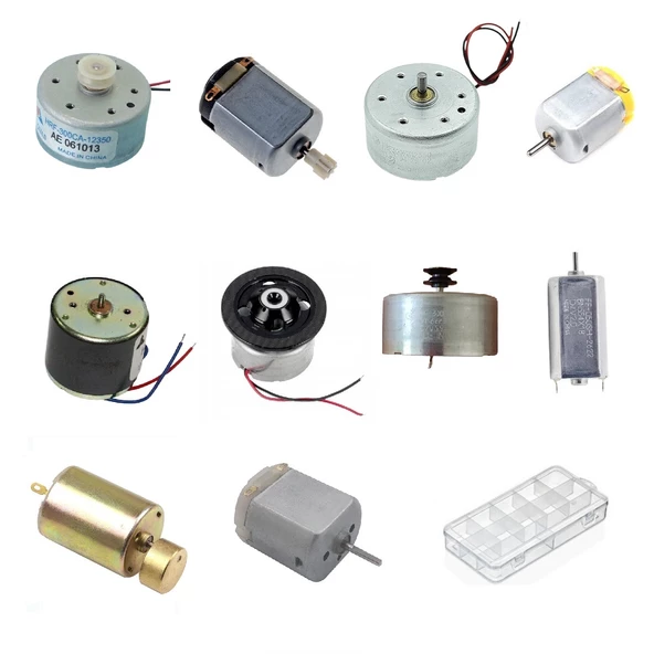 Küçük Tip Elektrik DC Motor Deney Seti Kutulu - 10 Adet (Titreşim ve Oyuncak Motoru Hediyeli) ürün görseli 1