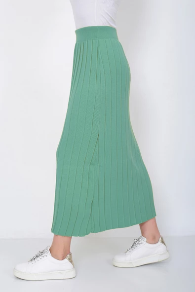 Kadın Triko Etek Oversize Mint Yeşili - Resim 4
