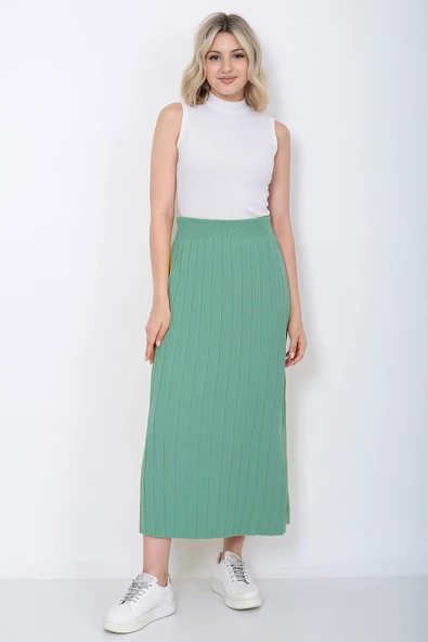 Kadın Triko Etek Oversize Mint Yeşili ürün görseli 1
