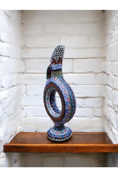 sharpart  Hitit Model %100 El Işlemesi,kabartma Desenli Dekoratif Çini Vazo (20 CM) ürün görseli 1