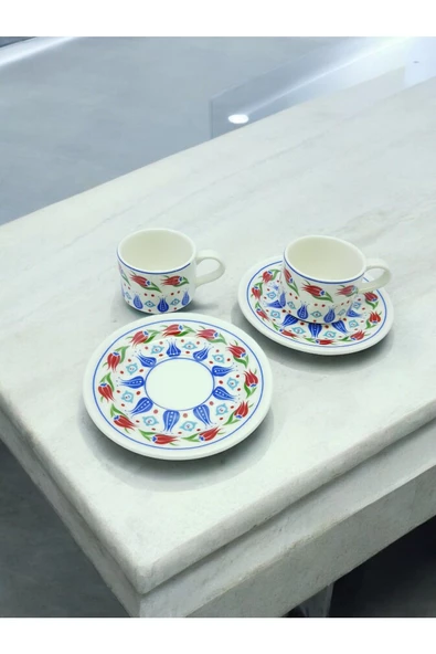 sharp&art  2 Kişilik Lale Devri Porselen Kahve Fincan Takımı... ürün görseli 1