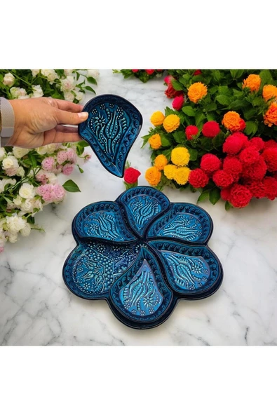 sharpart  Sharp&art Seramik Kabartma Desenli 7 Parça Kahvaltılık Ve Çerezlik Sunum Seti ürün görseli 1