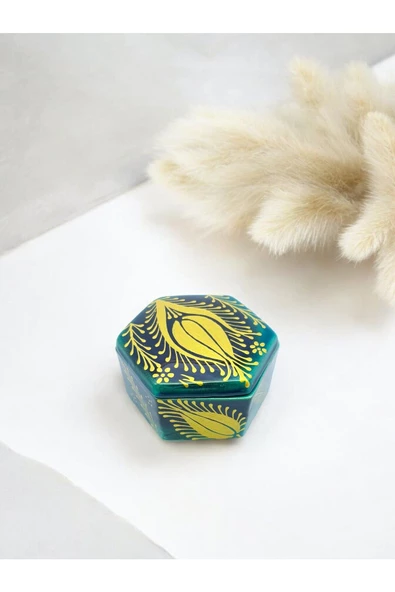 sharp&art  Altın Lale El Işlemesi Seramik Takı Kutusu,2 Farklı Model(KALP:10 CM*5,5 CM)(ALTIGEN:11,5 CM*5,5 CM) ürün görseli 1