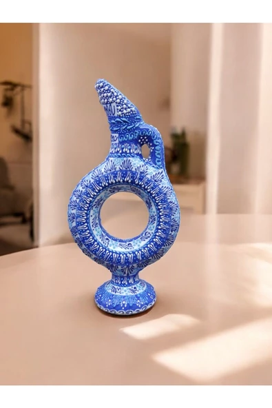 sharpart  Hitit Model %100 El Işlemesi,kabartma Desenli Dekoratif Çini Vazo (20 CM) ürün görseli 1