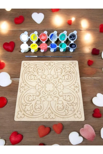 sharp&art  12 Farklı Model 20 Cm Ahşap Mandala,okul Aktivite,sanatsal Eğitim Hobi Seti (6LI BOYA VE FIRÇA SETİ) ürün görseli 1