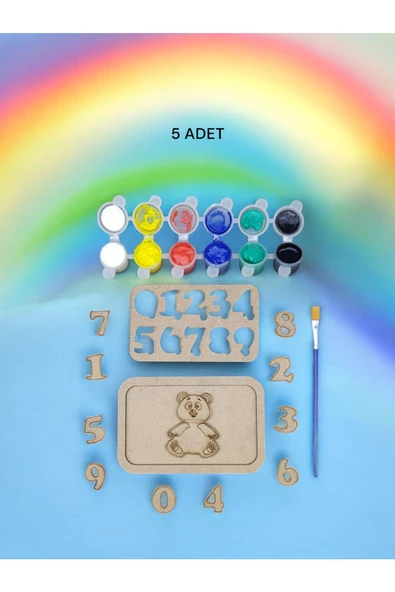 sharp&art  Ahşap Puzzle Alfabe ve Rakamlar Boyama Seti, Çocuklar Boyayarak Öğrensinler Diye... ürün görseli 1