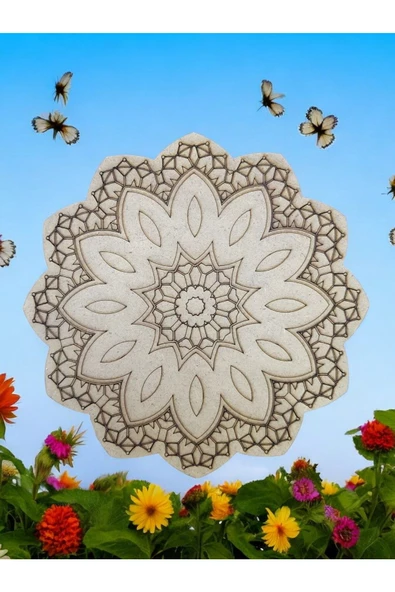 sharp&art  12 Farklı Model 20 Cm Ahşap Mandala,okul Aktivite,sanatsal Eğitim Hobi Seti (6LI BOYA VE FIRÇA SETİ) ürün görseli 1