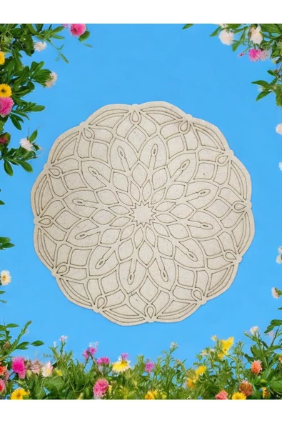 sharp&art  12 Farklı Model 20 Cm Ahşap Mandala,okul Aktivite,sanatsal Eğitim Hobi Seti (6LI BOYA VE FIRÇA SETİ) ürün görseli 1