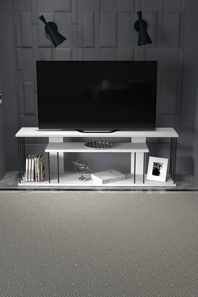 Gold Falez TV SEHPASI TV ÜNİTESİ RAFLI 140 CM GZD PLUS BEYAZ ürün görseli 1
