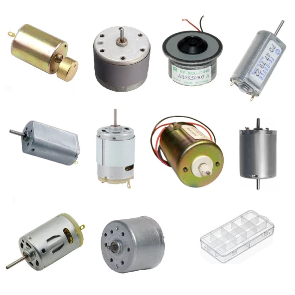 Büyük Tip Elektrik DC Motor Deney Seti Kutulu - 10 Adet (Titreşim ve Oyuncak Motoru Hediyeli) ürün görseli 1