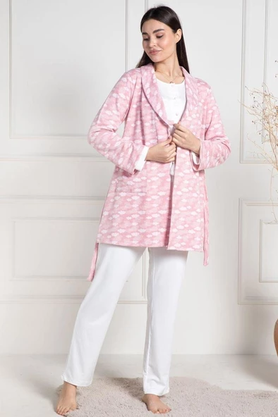 Mecit 6100 Bayan Hamile Lohusa Pembe Sabahlıklı Pijama Takım ürün görseli 1