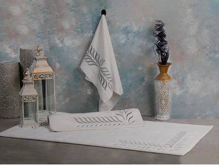 LEYDİ HOME BALIKSIRTI GÜMÜŞ NAKIŞ BANYO PASPASI 3 PARÇA ürün görseli 1