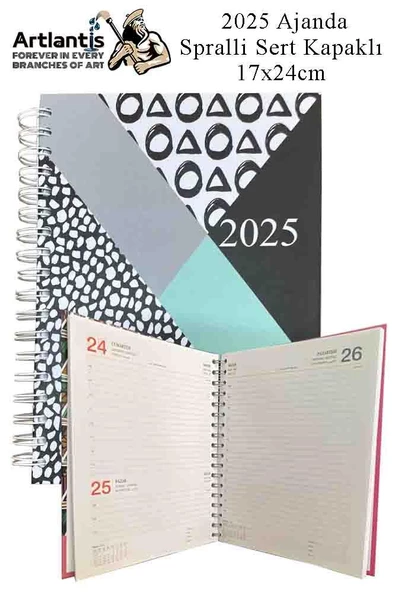 2025 Ajanda Spralli Sert Kapak 1 Adet 17x24 cm Telli Ajanda 2025 Çizgili Ajanda Günlük Planlayıcı Termo Kapak Ofis Okul ürün görseli 1