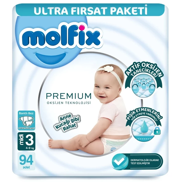 Molfix Premium Ultra Fırsat Paketi 3 Beden 94 Adet ürün görseli 1