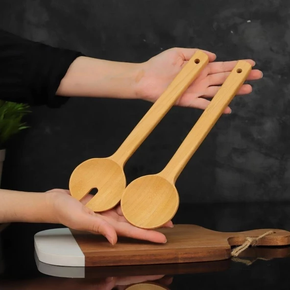 Mien Dayanıklı Bambu 2’li Salata Kaşığı 7B41 ürün görseli 1