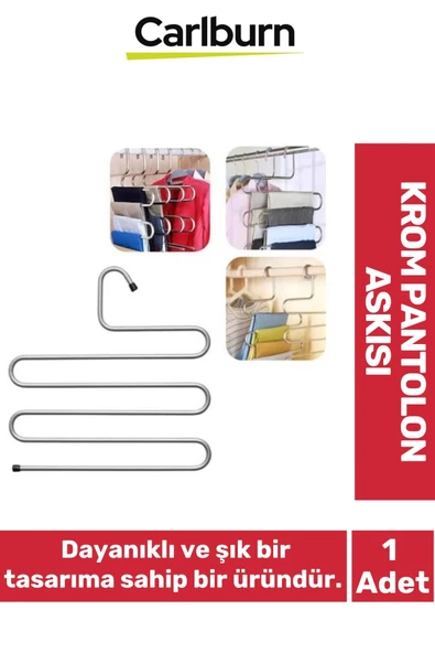 Özel Üretim Uzun Ömürlü Yer Tasarrufu Sağlayan Düzenleyici Organizer Paslanmaz Krom Pantolon Askısı ürün görseli 1