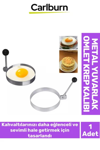 Yeni Seri Yanmaz Yapışmaz Pratik Görsel Şık Sunum Metal Yuvarlak Omlet Krep Kalıbı ürün görseli 1