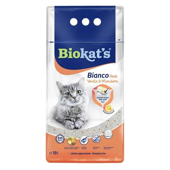 Biokat's Kedi Kumu Bianco Vanilya&Mandalina 10 Lt ürün görseli 1