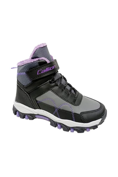 Callion 06F Deri Kız Çocuk Sneakers Bot Füme Siyah Lila ürün görseli 1